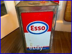 Vintage oil can France french tin ESSO Motor Oil large