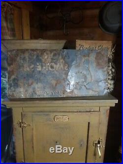 Vintage old embossed Mortons smoked salt metal sign general store gas oil RARE