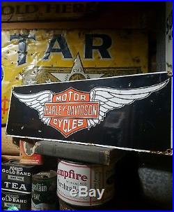 Vintage old porcelain Harley Davidson motor cycle dealer sign Gas oil garage