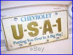Vintage original 70s GM CHEVROLET promo USA 1 PLATE gas oil auto license camaro