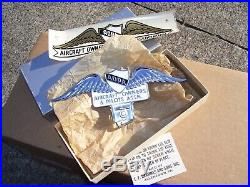 Vintage original NOS Aircraft Owners Pilot license plate topper gas oil sign old