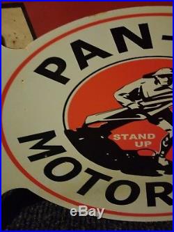 Vintage original old flange pan am standard motor oil sales sign gas metal rare