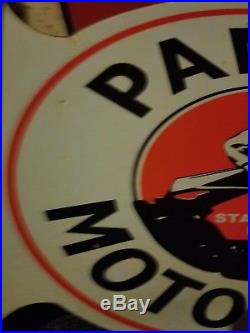 Vintage original old flange pan am standard motor oil sales sign gas metal rare