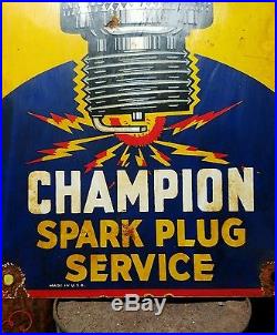 Vintage porcelain champion spark plug old gas oil garage sign rare