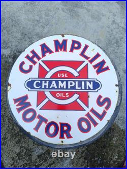 Vintage style CHAMPLIN Motor Oil NOT Porcelain Advertising Sign Some Rusty Spot