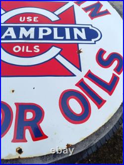 Vintage style CHAMPLIN Motor Oil NOT Porcelain Advertising Sign Some Rusty Spot