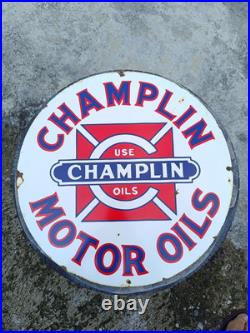 Vintage style CHAMPLIN Motor Oil NOT Porcelain Advertising Sign Some Rusty Spot