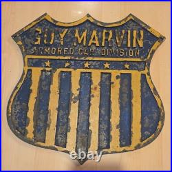 Vintage very rare GUY MARVIN Armored Car Service Sign 16x16