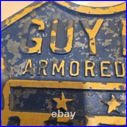 Vintage very rare GUY MARVIN Armored Car Service Sign 16x16