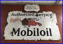 VintageMobiloil Authorized Service Gargoyle Porcelain SignOriginalMobil oil
