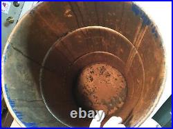 Vtg 16 gallon oil gas drum can GULF OIL Motor Oil Grease Garage Trash Can