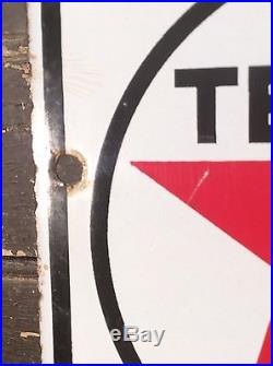 Vtg 1947 Porcelain Texaco Fire Chief Gasoline Gas Oil Sign Pump Plate EX+ Cond