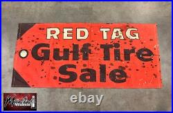 Vtg. 1950's GULF TIRE Banner / Sign Gas & Oil