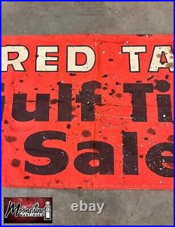 Vtg. 1950's GULF TIRE Banner / Sign Gas & Oil