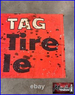 Vtg. 1950's GULF TIRE Banner / Sign Gas & Oil