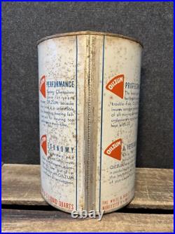 Vtg 1950s 60s Oilzum Motor Oil 5 Quart Oil Can Tin White & Bagley Worcester MA