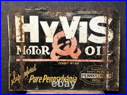 Vtg 1950s HiVis 100% Pennsylvania Motor Oil Double Sided Metal Sign 26 X 20