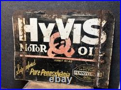 Vtg 1950s HiVis 100% Pennsylvania Motor Oil Double Sided Metal Sign 26 X 20