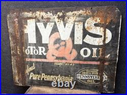 Vtg 1950s HiVis 100% Pennsylvania Motor Oil Double Sided Metal Sign 26 X 20