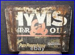 Vtg 1950s HiVis 100% Pennsylvania Motor Oil Double Sided Metal Sign 26 X 20