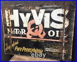 Vtg 1950s HiVis 100% Pennsylvania Motor Oil Double Sided Metal Sign 26 X 20