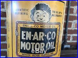 Vtg EN-AR-CO Motor Oil 5 Gallon Oil Can Imperial White Rose Canadian Oil Co Rare