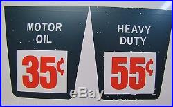 Vtg HESS Motor Oils Sign 35c 55c 70c 75c gas station oil prices auto truck adver