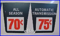 Vtg HESS Motor Oils Sign 35c 55c 70c 75c gas station oil prices auto truck adver