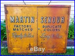 Vtg Martin Senour Paints Auto Gas & Oil Service Station Advertising Sign Cabinet