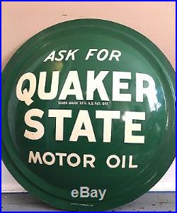 Vtg NOS 1950s Quaker State Motor Oil Gas Bubble Tin Metal Not Porcelain Sign