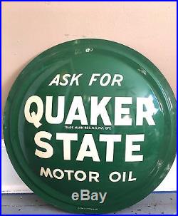 Vtg NOS 1950s Quaker State Motor Oil Gas Bubble Tin Metal Not Porcelain Sign