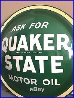 Vtg NOS Original Quaker State Motor Oil Gas Bubble Tin Metal Not Porcelain Sign