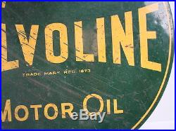 Vtg Rare Huge Valvoline Motor Oil 100% Pennsylvania Double Sided Metal Sign 30
