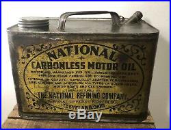 Vtg Rare National Carbonless Motor Oil 1 Gallon Oil Can Short White Rose Ohio