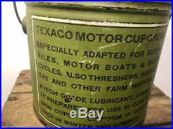 Vtg Rare Texaco Port Arthur 5# Motor Cup Grease Oil Can Scarce The Texas Company