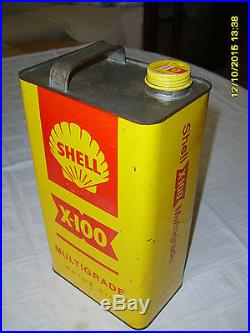 Vtg V. Rare USA Shell Motor Oil Tin Can X-100 Collectible Advertisement 1 Gallon