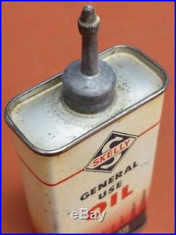 Vtg Very Rare (white Can) Skelly General Use Oil Tin Can Handy Oiler Lead Top