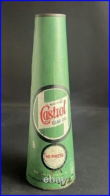 Wakefield Castrol Hi Press Gear Oil Vintage Quart Conical Can Motor Card Tin