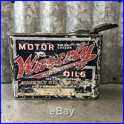 Waverly Motor Oil Can Half Gallon OLD METAL VINTAGE ANTIQUE