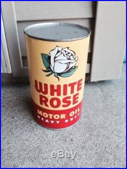 White Rose Oil Quart Oil Can Full Vintage Collectible Canada Petrolina