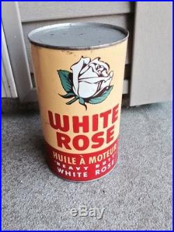 White Rose Oil Quart Oil Can Full Vintage Collectible Canada Petrolina